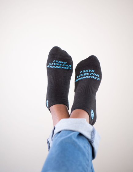 "I Save Lives for Breakfast" socks (Ankle)