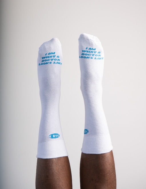 "I Am What a Doctor Looks Like" socks (Crew)